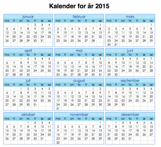 Kalenderen for 2015
